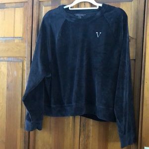 Victoria secret black velvet crop sweater